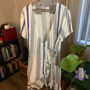 Cotton On blue and white wrap dress